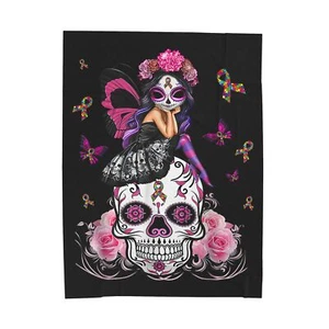 Dia De Los Muertos Sugar Skull Day of The Dead Halloween Soft Velveteen Blanket - Picture 1 of 13
