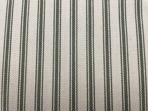Falmouth Fabric Herringbone Ticking Stripe Sage Green Cotton Upholstery Curtain - Picture 1 of 6