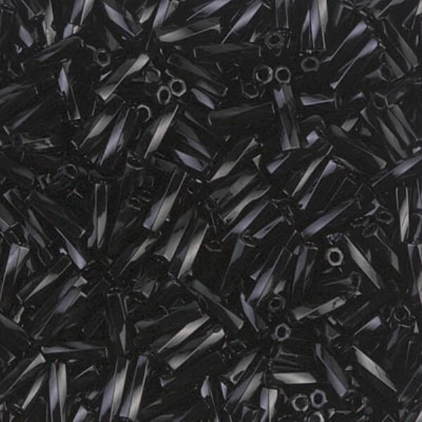 Miyuki Twisted Bugle Beads 6mm 17.5GM Jet Black - Image 1 of 1