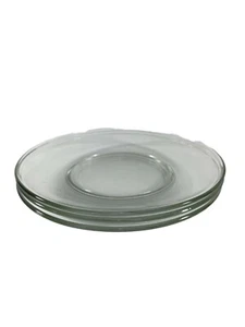 Clear Glass Plates 8" Set of 3 Dessert Snack Salad Dessert Round Unbranded - Picture 1 of 3