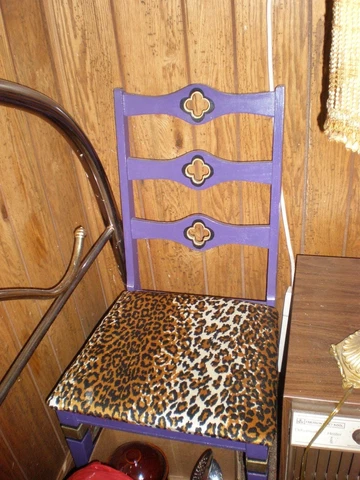 ART & CRAFTS PURPLE & ANIMAL PRINT Chair Arts and Crafts style SHABBY CHIC Cover