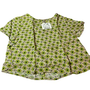 New Zara Girls Floral Spring Blouse Size 6/7 Green S/S Blouse BNWT - Picture 1 of 3