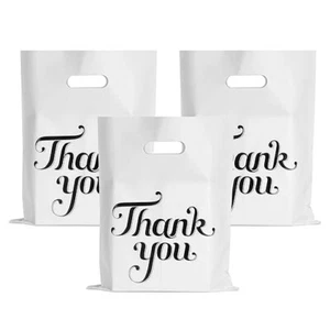 100 Pack Thank You Bags for Small Business,  18" x 14" Plastic Shopping Bags - Picture 1 of 10