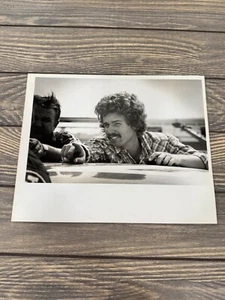 Vintage 1970s Black & White Photograph Of Kyle Petty Leaning On Car - Picture 1 of 2