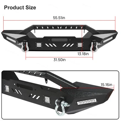 Steel Front Winch Bumper W/D-Rings Led Lights Fits1987-2006 Jeep Wrangler TJ YJ - Изображение 1 из 4