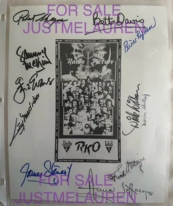 Bette Davis + James Stewart + Fred Astaire + 8 weitere! Signiert/signiert JSA LOA - Bild 1 von 2