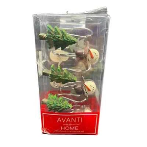 Juego de 12 muñecos de nieve y árboles para ducha de Navidad Avanti Home - Nuevo en caja - Imagen 1 de 3