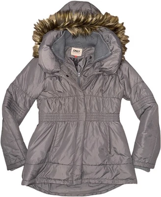 Only Blue Behavior Chick Nueva Chaqueta Larga Puffer Imitación Piel Capucha Cremallera Completa con Talla Grande Foto 1 de 4