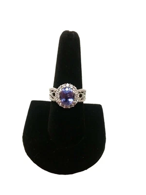 TANZANITA KUTAMANI 2,80 TCW, CIRCÓN BLANCO. ANILLO DE PLATA DE LEY 64 TCW TALLA 9 Foto 1 de 4