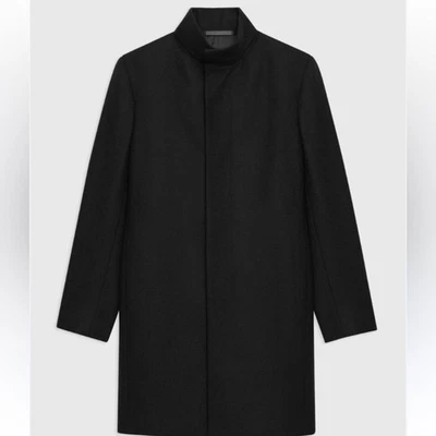 Theory Men's Black stand up collar wool blend Coat XL - Image 1 of 4