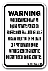 New Mexico Equine 12" x 18" Heavy Gauge Aluminum Sign warning statute horse farm - Afbeelding 1 van 4
