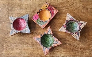 Set Of 4 Hand Crafted Wooden Small Catch All Bowls. Beautiful ๐ - Picture 1 of 5