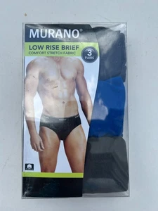 Murano Men's 3-Pack Cotton Low Rise Brief, Comfort Stretch, Size S-28/30 - Picture 1 of 3