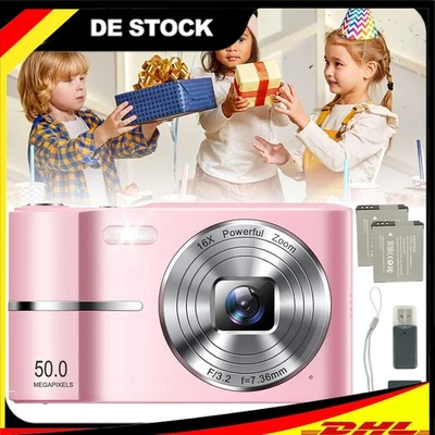 Digitalkamera Fotokamera Kompaktkamera 50MP 1080P Fotoapparat 16X Zoom mit 64GB - Bild 1 von 4
