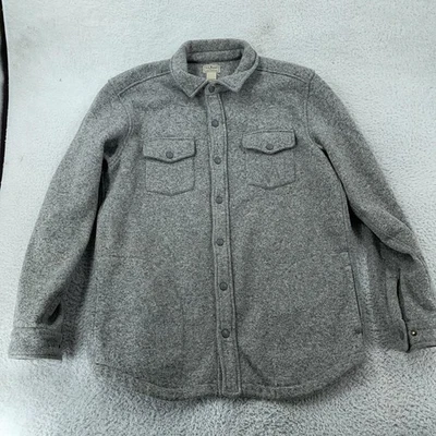 L.L. Camisa Chaqueta Para Hombre Tejido Frijol Polar Frente a Presión L Alto Gris Suéter Chamarra Foto 1 de 4