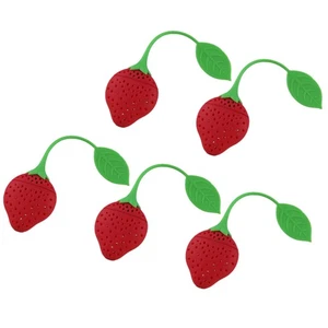 5 PCS Strawberry Silicone Tea Partition Strainer Filter Bag Infuser Potted - Picture 1 of 12