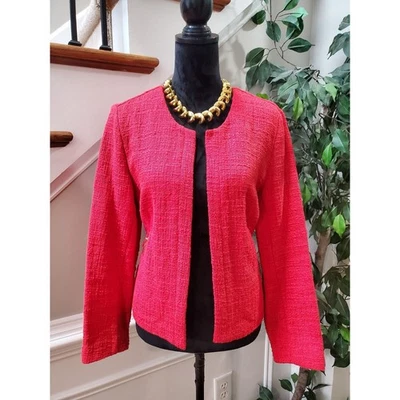 Chaqueta informal Alfani para mujer roja 100 % algodón manga larga frente abierto talla 12 Foto 1 de 4