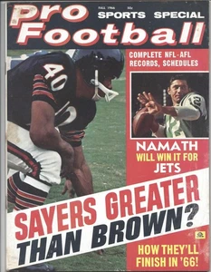 1966 Pro Football magazine Gale Sayers Chicago Bears Joe Namath New York Jet VGS - Picture 1 of 1