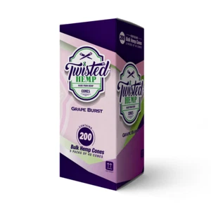 Twisted Pre-Rolled Cones Rolling Papers 200 Count Per Box (Grape Burst) - Picture 1 of 1
