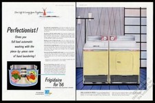 1956 Frigidaire yellow gold washer washing machine dryer vintage print ad