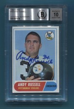 1968 TOPPS ANDY RUSSELL RC ROOKIE CARD #163 AUTOGRAPH SIGNED BAS 10