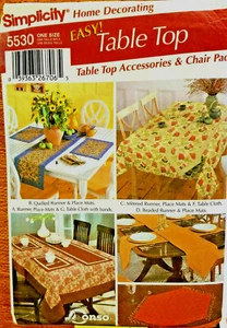 Simplicity 5530 TABLE TOP ACCESSORIES Chair Set pattern Home Decor Uncut 2003 - Picture 1 of 9