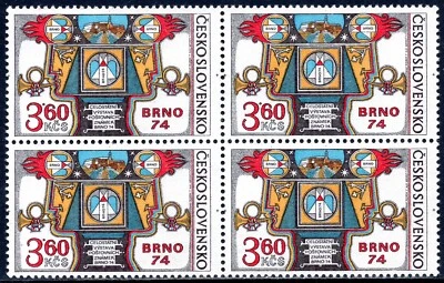 2184 - CZECHOSLOVAKIA 1974 - BRNO 74 National Stamp Exhibition - MNH Block of 4 - Image 1 of 2