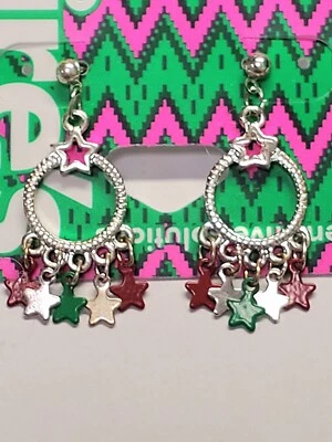 Nuevos Pendientes Niñas Claire's Rojo Verde Tono Plata Estrella Navidad Festivo Foto 1 de 4