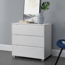 [en.casa] Comò a 3 Cassetti e Piedini Casettiera Capiente Mobile Multiuso Bianco