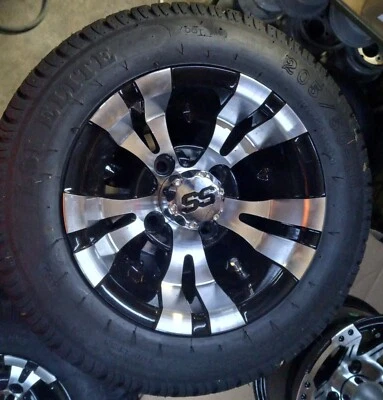 4) RUEDAS DE CARRO DE GOLF BRUJO (VAMPIRO) DE 10" MECANIZADAS/NEGRAS con neumático 205/50-10 Foto 1 de 4