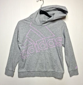 Adidas Hoodie Girls M(10/12) Heather Gray Cotton Kangaroo Pocket Long Sleeve - Picture 1 of 13