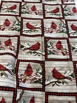 David Textiles Tiffany Hakimipour Red Bird Cardinals Cotton Fabric 1 Yard - Image 1 of 4