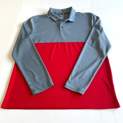 TEK GEAR Men's XL Gray and Red Polo Style Shirt Long Sleeve Extra Large - Image 1 of 4