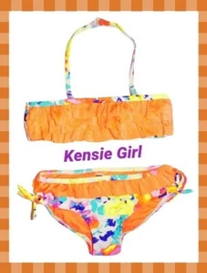 NWT GIRLS size 4 Kensie Girl ORANGE RUFFLE LAYERED BIKINI - Picture 1 of 4