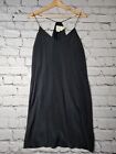 Cynthia Rowley 100% Silk Sleeveless V Neck Shift Slip Style Dress Black Size 12