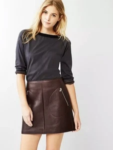 NWT GAP Leather zip-pocket skirt, OXBLOOD SIZE  0 - Picture 1 of 7