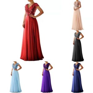 Royal V Neck Bridesmaid Maxi Dress for Wedding Cocktail Prom Evening Party