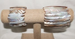 Vintage Stretch Abalone Shell Bracelets (2) 1 ¾” & 2 ¾” - Picture 1 of 16