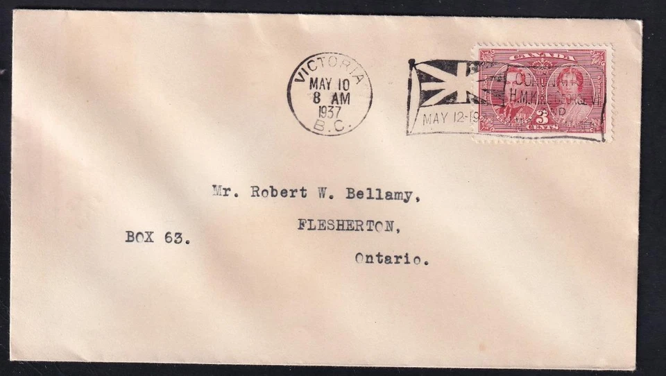 Canada FDC 1937 KGVI Coronation sc#237, coronation cancel - Image 1 of 1