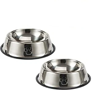 Dog Stainless Steel Food Bowl Pet Water Feeding Bowls Dish Cat Puppy Non Slip - Picture 1 of 4