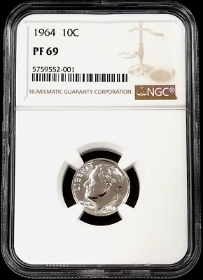 1964 Proof Roosevelt Dime certified PF 69 by NGC!  - Image 1 of 2