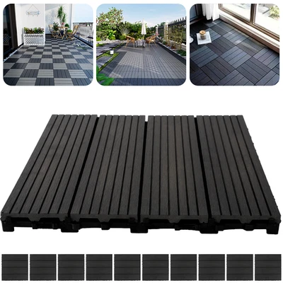 WPC Terrassendielen Balkon Boden Terrassenfliesen Klickfliesen 30x30cm, 11-55pcs - Bild 1 von 4