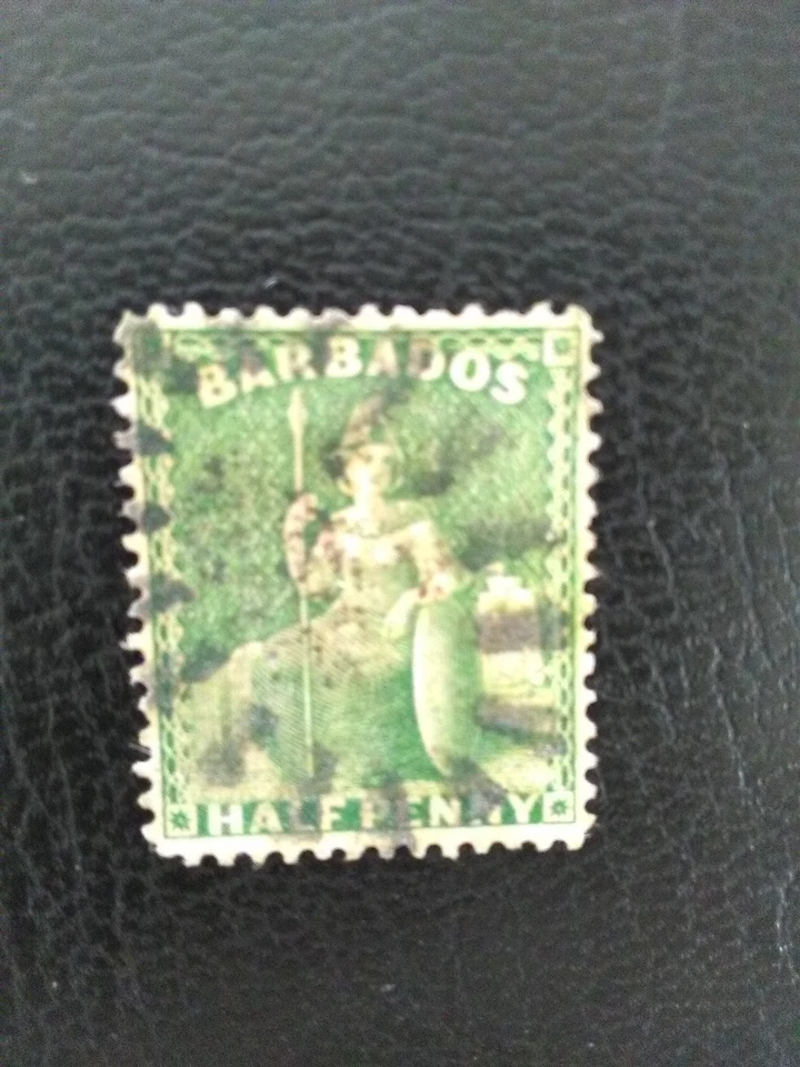 BARBADOS USED STAMP 1875-80 BRITANNIA 1/2d BRIGHT GREEN SG72. - Image 1 of 1