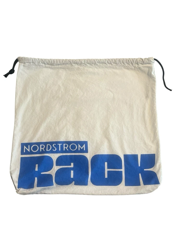 Bolso de Mano Nordstrom Rack Cinch de Lona 18.5 in x 17.5 in Blanco Azul Tronco Cuerda Negra Foto 1 de 4