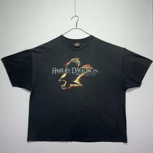 Camisa Harley-Davidson De Colección - Fire Flame Eagle - Desteñida Negra Envejecida - Para Hombre 3XL - Imagen 1 de 10