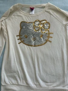 Hello Kitty Sequin Long Sleeve Shirt Junior Size 7/9 - Picture 1 of 5