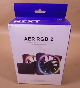 NZXT AER RGB 2 , 2 x 140mm RBG Fan Set Kit Twin Pack - Black - HF-2814C-DB - Picture 1 of 8