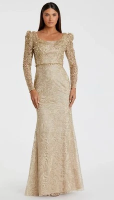 Mac Duggal Gown Dress Womens Size 6 Shoulder Detail Lace Appliqué Trumpet 11187 - Image 1 of 4