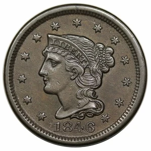 1846 Braided Hair Large Cent, Small Date, N-2, ex Grellman collection - Picture 1 of 3