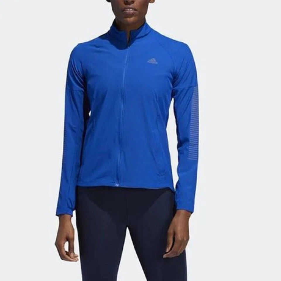Adidas Womens Runner Reflective Jacket Size Large Blue RRP £74.99 - Image 1 of 4